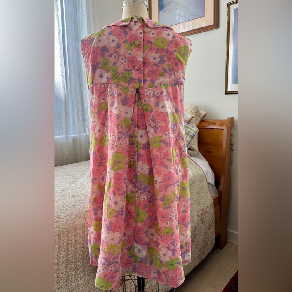 Vintage Handmade 1960s Babydoll Floral Mini Tent Dress- size S - Picture 7 of 9